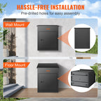 SucceBuy Wall Mounted Anti-theft Mailbox Waterproof Package Delivery Boxes for Outside Large Storage locking Mailbox for Home