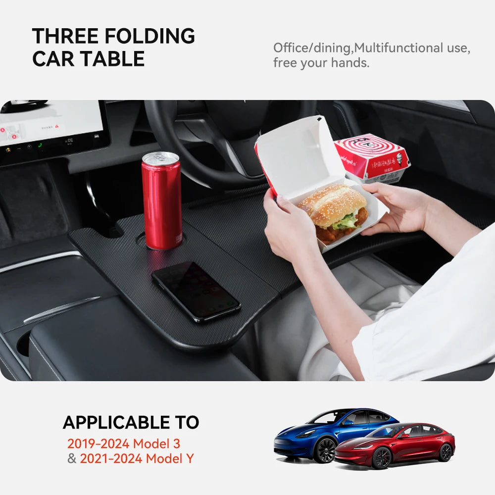 Tesla Model 3 / Y / X / S (2018-2025) Steering Wheel Laptop Tray & Food Desk