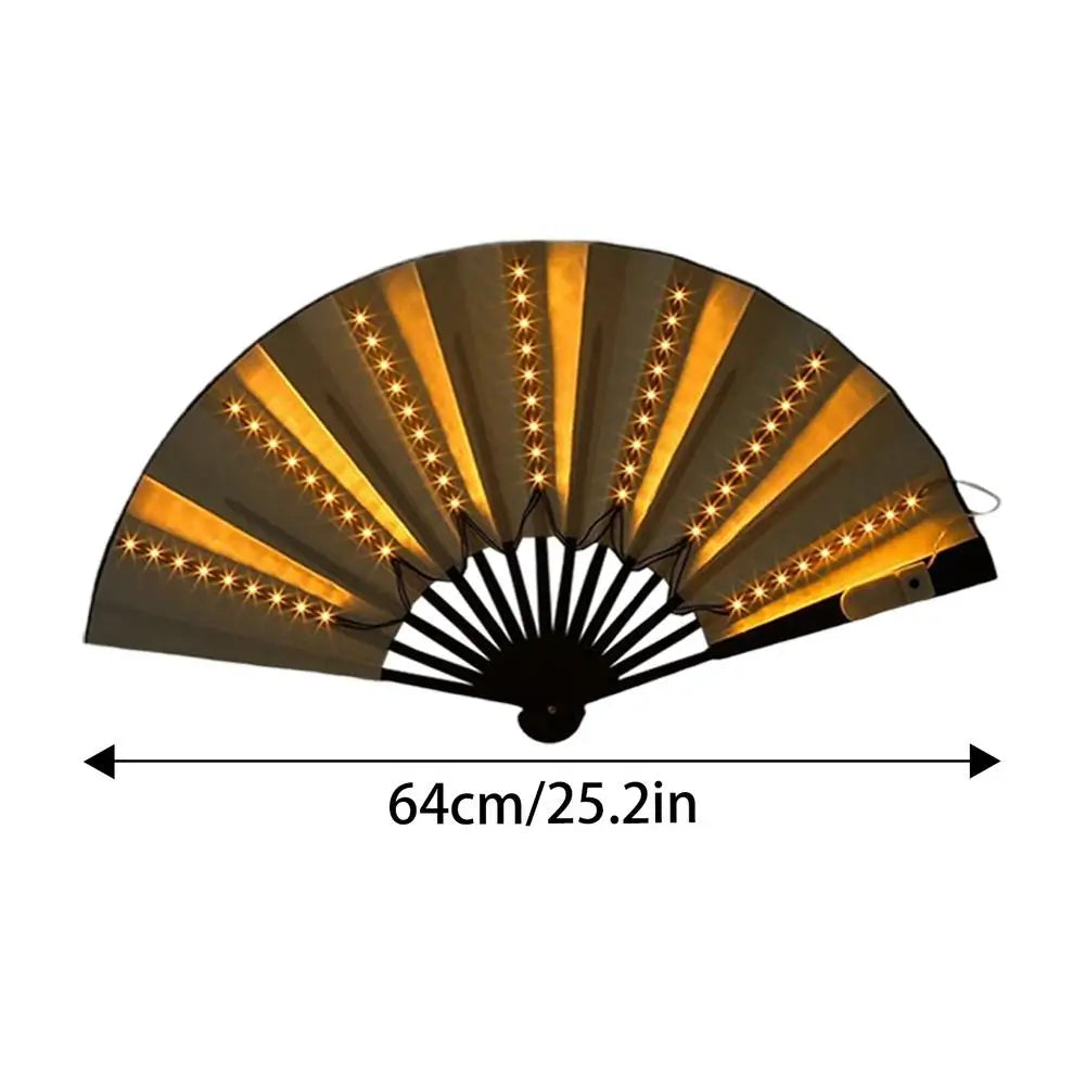 Light Up Folding Hand Fan LED Hand Fan For Dancing Stage Performance Props For Wedding Night Club Hot Weather Cooling Tools