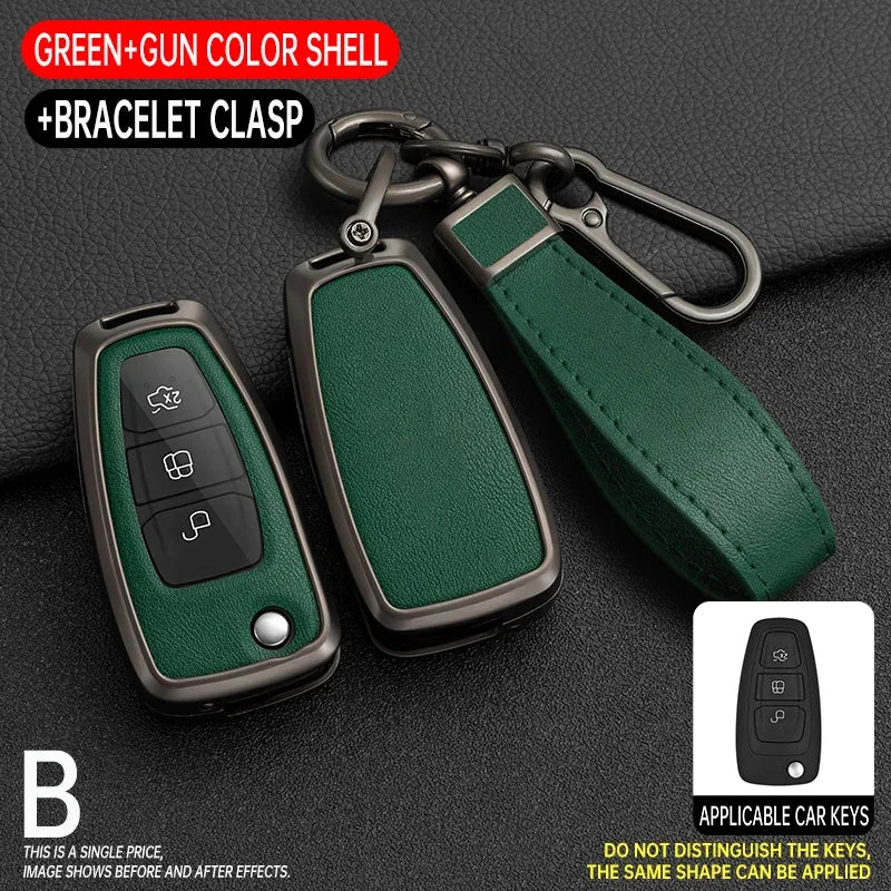 Zinc Alloy + Silicone Car Key Case Cover for Ford Fiesta Ranger C-Max S-Max Focus 3 4 Galaxy Mondeo Transit Tourneo Custom MK4