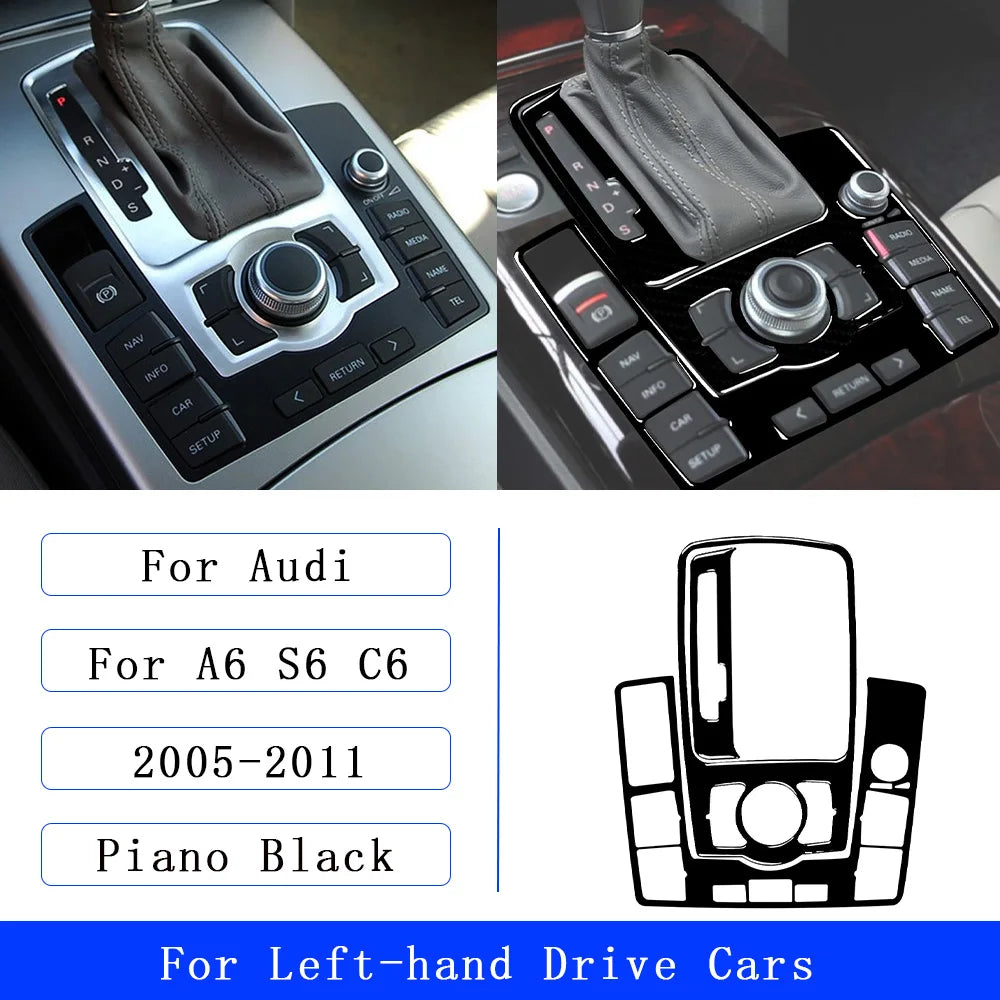 For Audi A6 S6 C6 2005-2011 Piano Black Centre Gear Shift transmission Panel Cover Car inside Trim Accessories Sticker