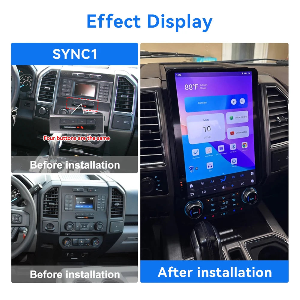 14.4" inches Android 13 8+128G T-Style Screen Car Stereo Multimedia DSP Player For Ford F150 2015-2020 GPS Audio Radio Head Unit