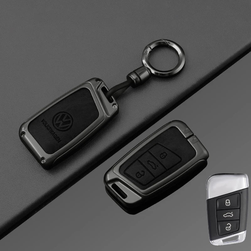 Leather Car Remote Key Case Full Cover Protection Shell for VW Volkswagen Magotan Magotan GTE Passat B6 B7 B8 CC Arteon Keychain