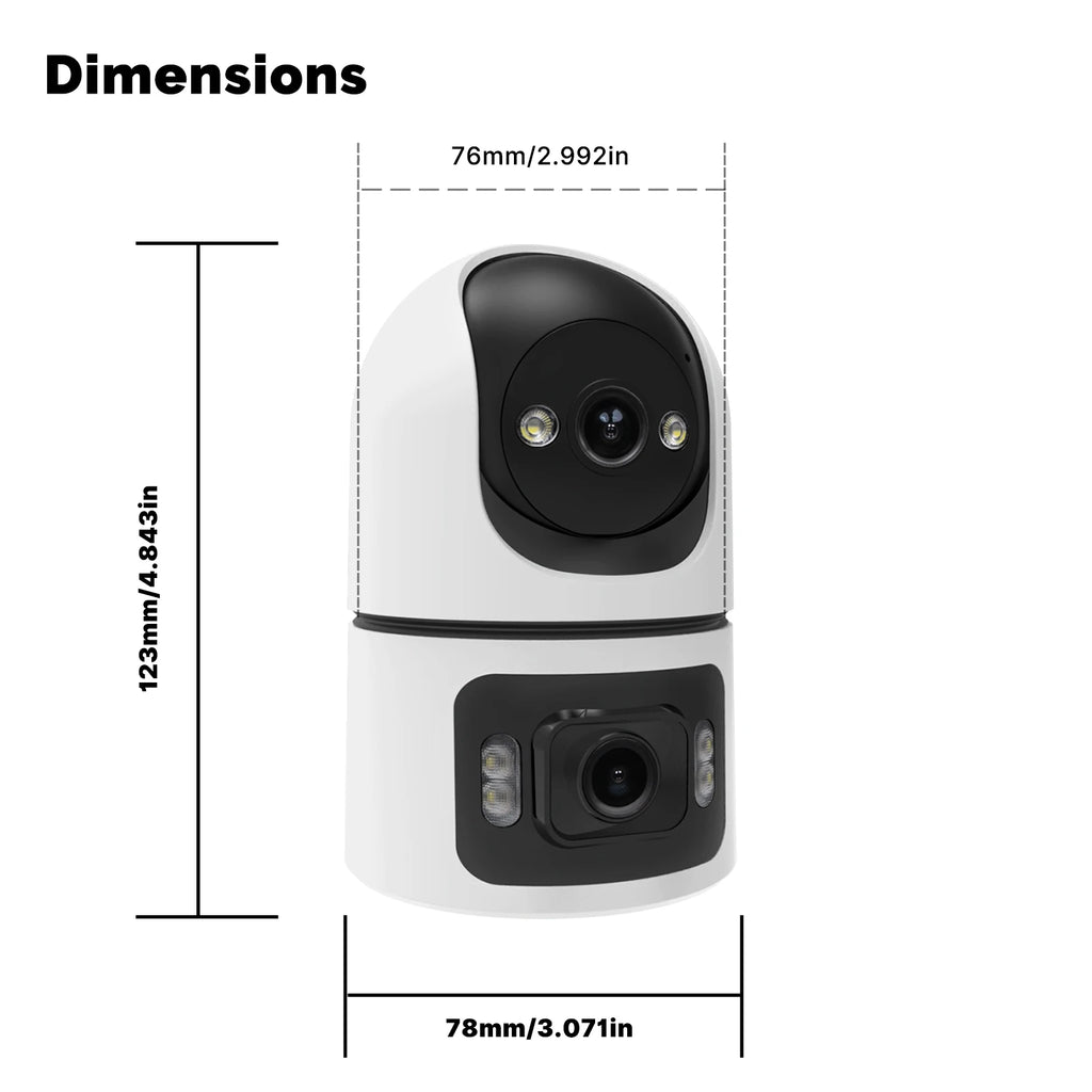 Moes Tuya WiFi Indoor Smart Camera 8MP Dual Screen Lens 2.4G/5G Infrared Night Vision Motion Detection Auto Track Two-Way Audio