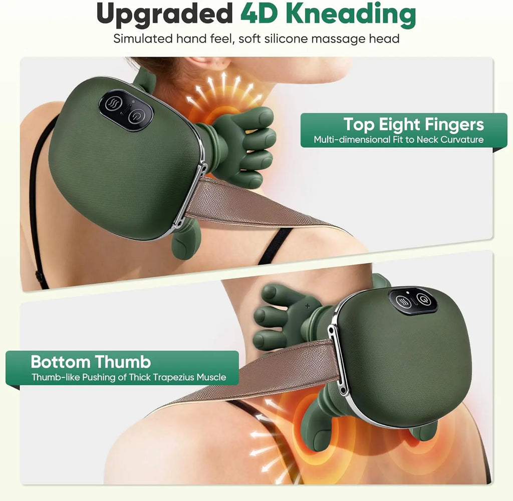 Bionic Finger Neck Shoulder Massager Wireless Neck Cervical Trapezius 4D Kneading Body Back Hand Massage Shawl Brushless Motor