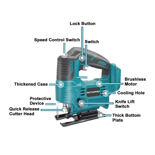 Cordless Electric Jig Saw Portable Jigsaw Multi-Function Woodworking Tools fit Makita 18V Battery(No Battery)