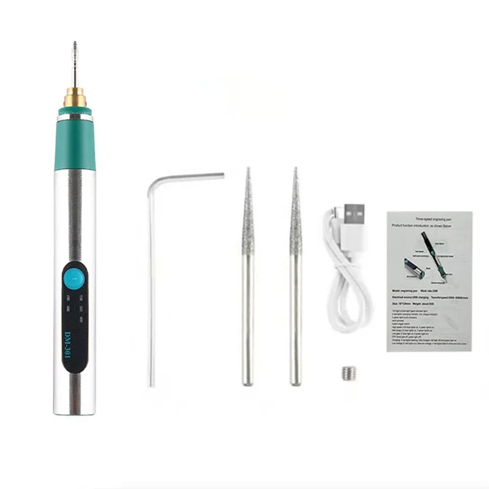 New DIY Carving Tool Electric Engraver Pen Handheld Rechargeable Jewelry Engraving Machine Anti-Slip Etching Pen for Metal Glass