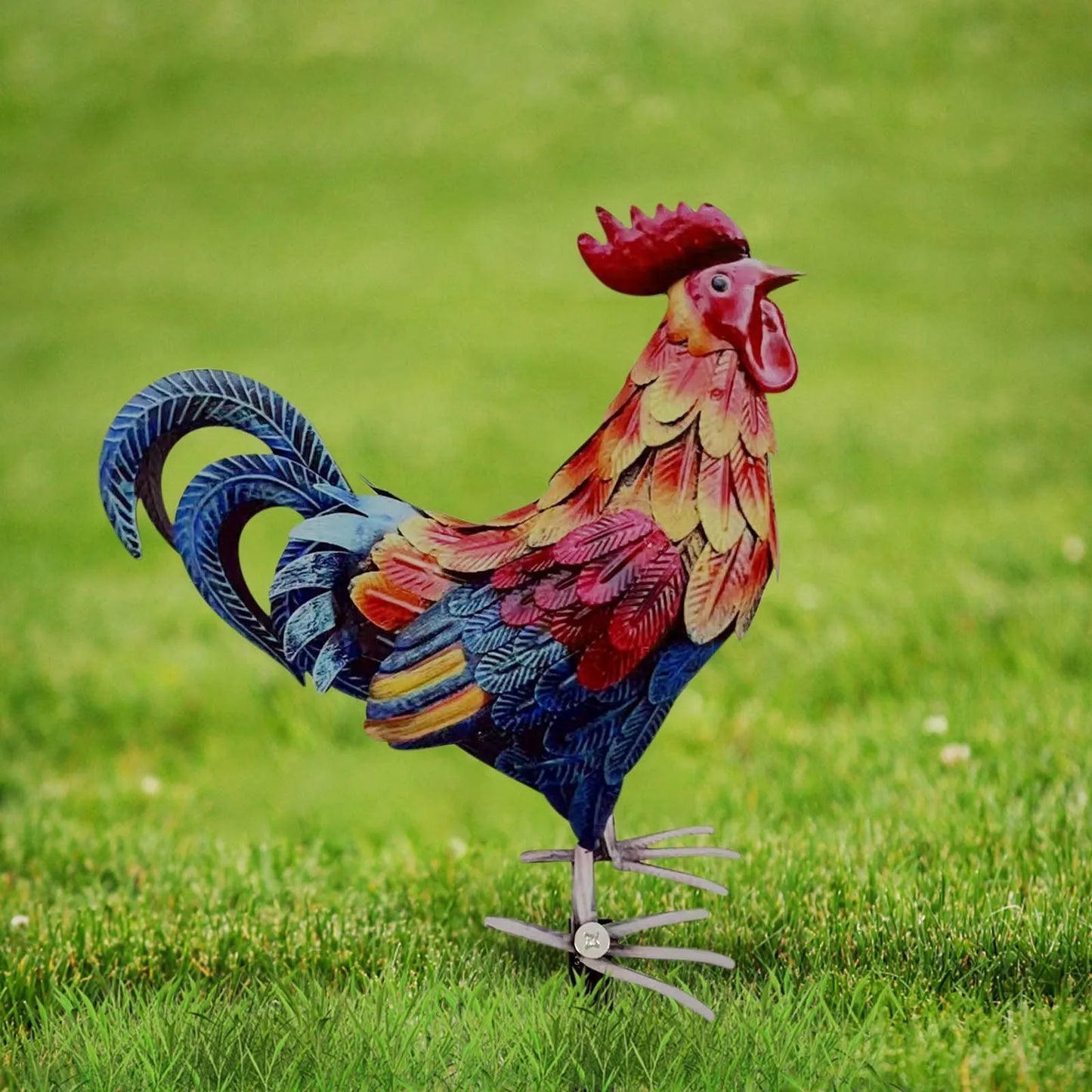 Realistic Chicken Statues Metal Rooster Animals Stakes Sculptures Decor Home Art Decor For Backyard Patio Floor Plug