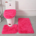 Inyahome 3pcs/set Plush Bathroom Bath Mats Set Anti Slip Toilet Rug and Toilet Lid Cover Soft Fluff Shower Carpet Floor Bath Mat