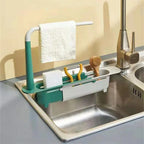 Kitchen Telescopic Sink Organizer Rack Telescopic Faucet Organizer for Soap Towel Sponge Storage Adjustable Shelf Storage Rack
