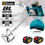 Gisam 6Gears Cordless Electric Concrete Mixer Brushless Cement Mortar Plaster Mixer Blender Paint Mix For makita 18v battery pin