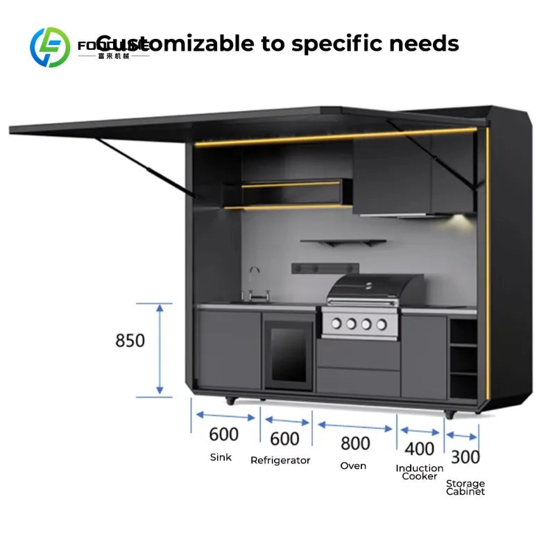 Outdoor Kitchen Island 304 SUS Outdoor Patio Cooking Kitchen Grill Modular Outdoor Kitchen Cabinet with Sink Customized