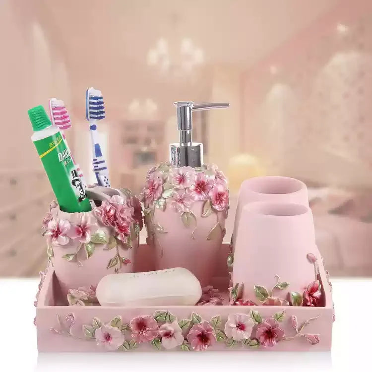 Resin Bathroom Set, Multi Models, Optional, Set of 5 Pieces, Toiletries Kit, Bathroom Accessories