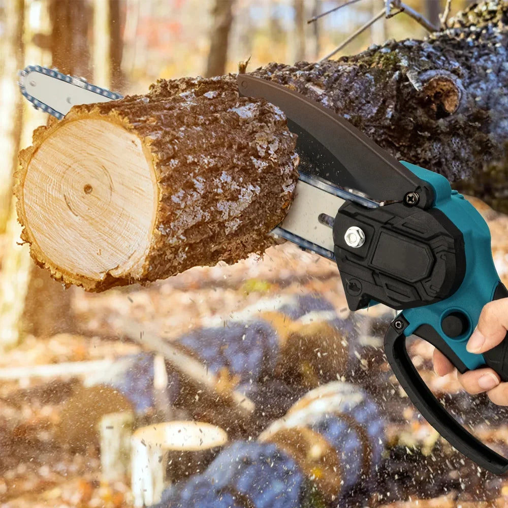 6-inch Cordless Mini Chainsaw 18V Handheld Electric Tree Trimming Saw Rechargeable Gardening Tool for Pruning and Landscaping