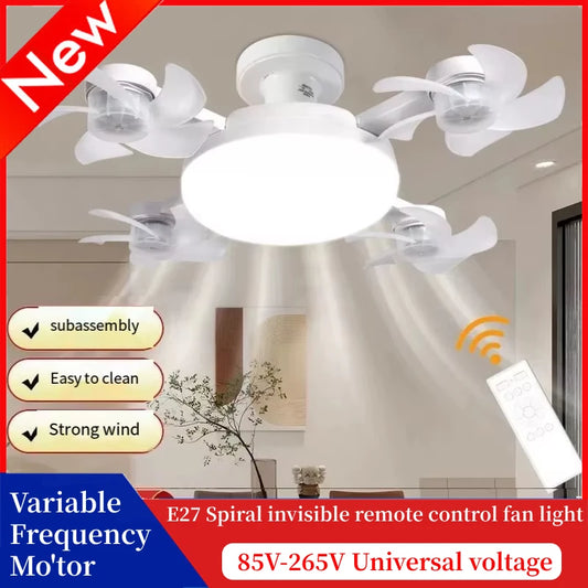 E27 LED Ceiling Fan Light with Remote Control Dimmer Function 50-60W Ceiling Light Drone Shaped Fan Light for Living Room, Study