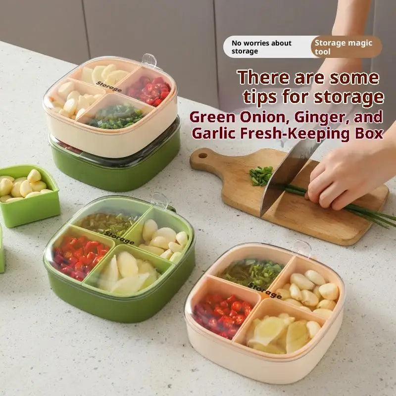 Kitchen Onion Garlic Ginger Preservation Box Refrigerator Freezing Separator No Odor Cooking Storage Box Sealed Drainage Storage