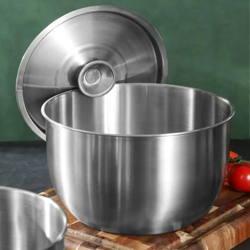 Kitchen Stainless Steel Egg Beater Basin Fruit Salad Stirring Seasoning Bowl With Lid Food Storage Container Home Cooking Tools