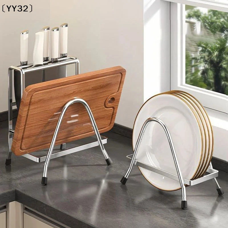 Kitchen Stainless Steel Draining And Chopping Board Rack With Knife Storage〔YY32〕