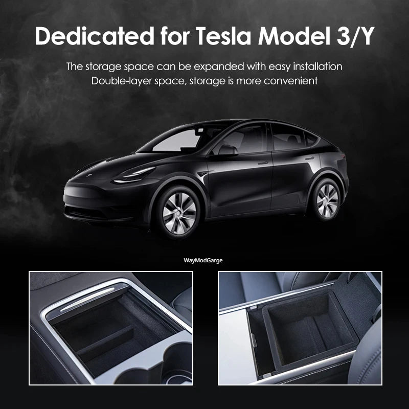 Central Control Storage Box for Tesla Model 3/Y/3+ Modely Juniper Center Console Organizer Tray Armrest Cubby Drawer Accessories