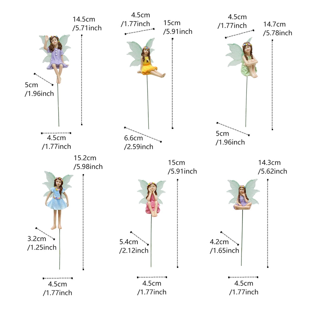 6pc Night Light Wings Flower Fairy, Garden Micro Landscape Fairy Tale World Scene Decoration, Flower Pot Bonsai Flower Fairy Plu