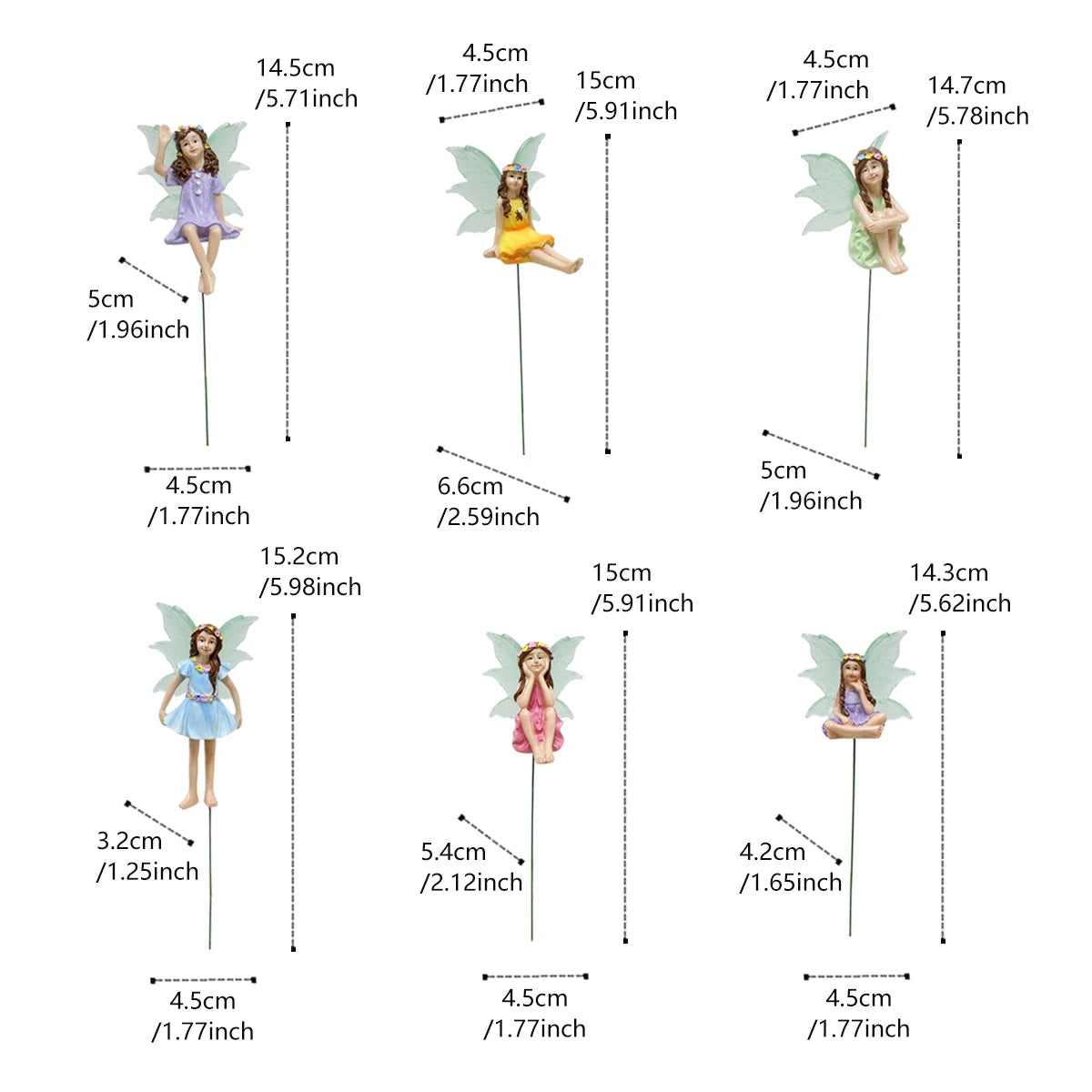 6pc Night Light Wings Flower Fairy, Garden Micro Landscape Fairy Tale World Scene Decoration, Flower Pot Bonsai Flower Fairy Plu