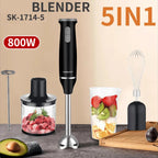 SOKANY 1714 Immersion Hand Blender, 2-Speed, 5-in-1, Hand Mixer, Whisk, Meat Chopper, Measuring Cup