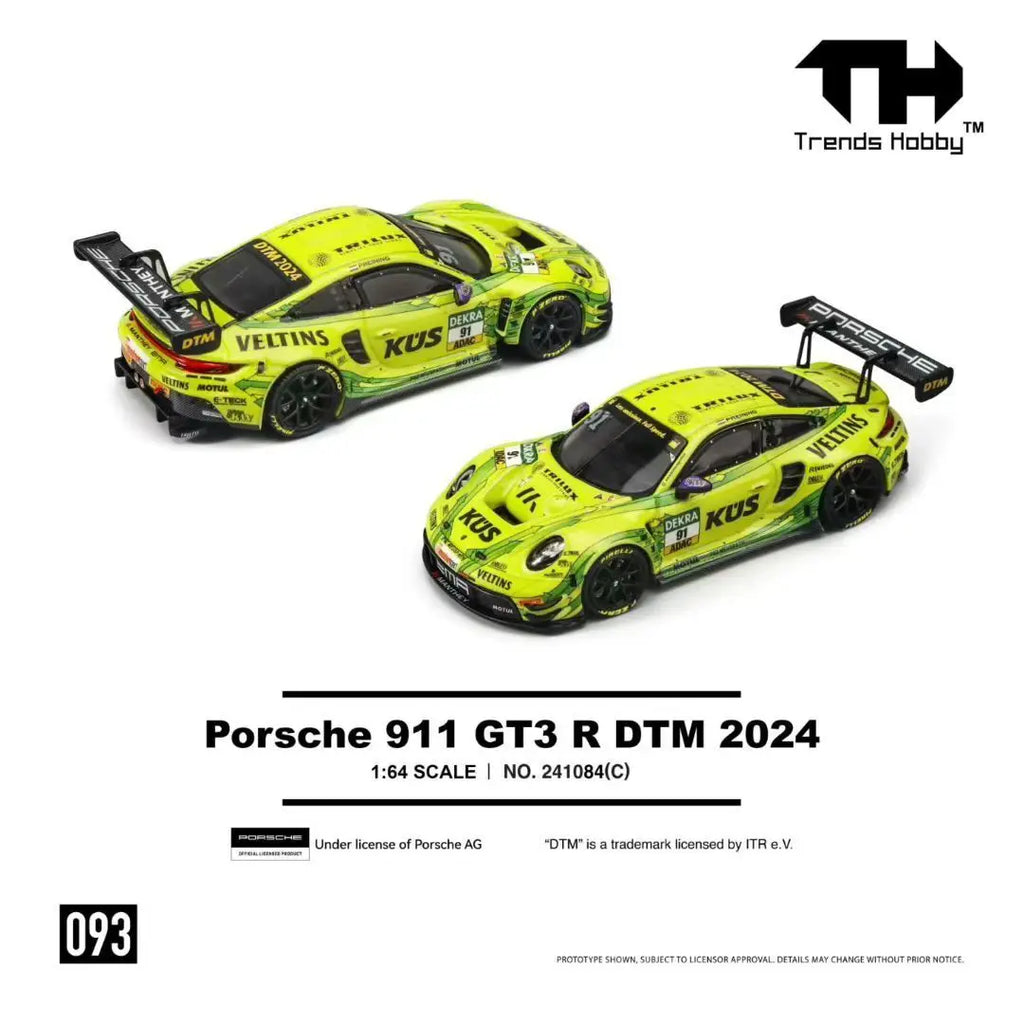 Trence Hobby 1:64 Porsche 911 GT3 R DTM 2024 Openable Hood Diecast Diorama Car Model Toys TH