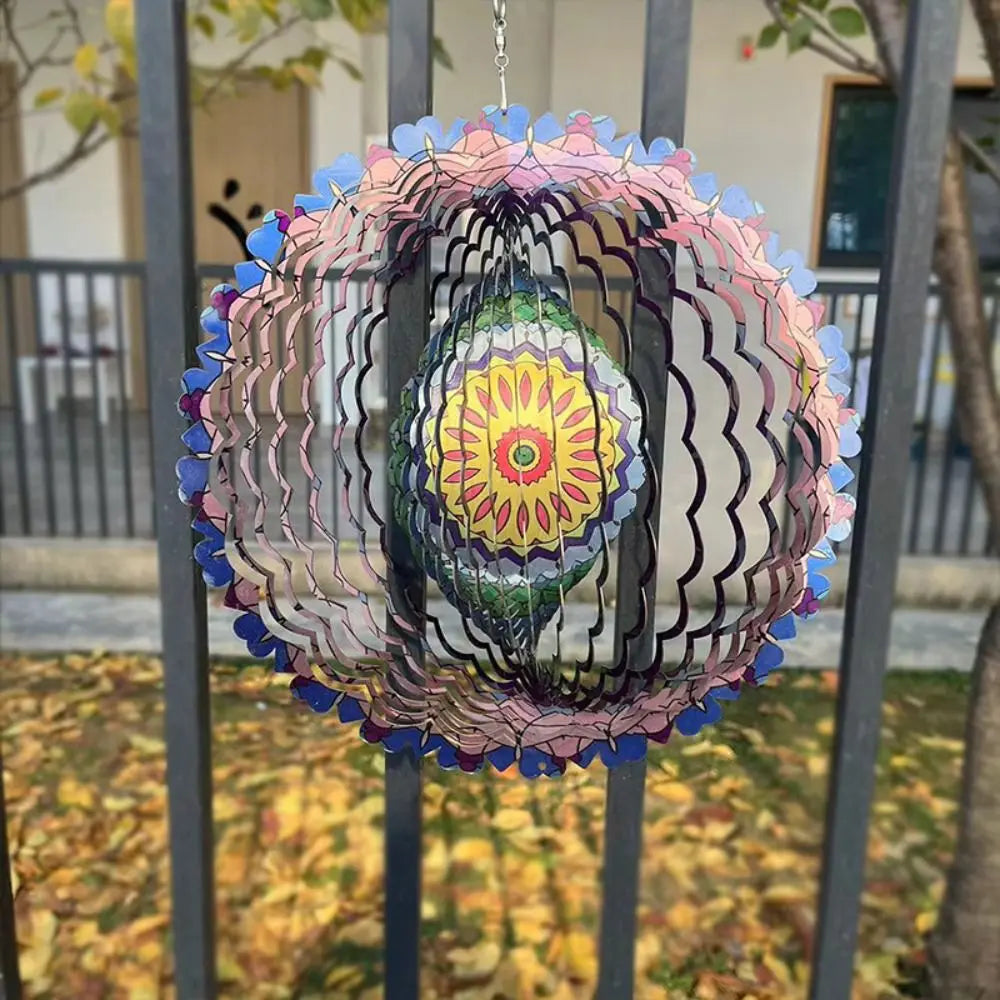 Foldable Rotating Wind Chime 3D Color Wind Chime Mandala Wall Hanging Decor 3D Wind Spinner Art Windmill Outdoor Garden Pendant