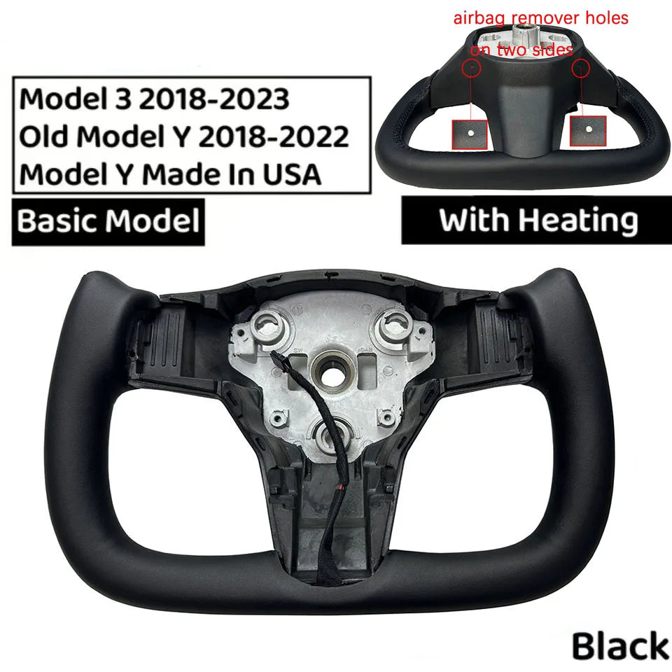  350mm Yoke Handle Steering Wheel With Heating Personalized NAPP Leather Accessories For Tesla Model 3/Y 2018-2022 Y 2022-2024