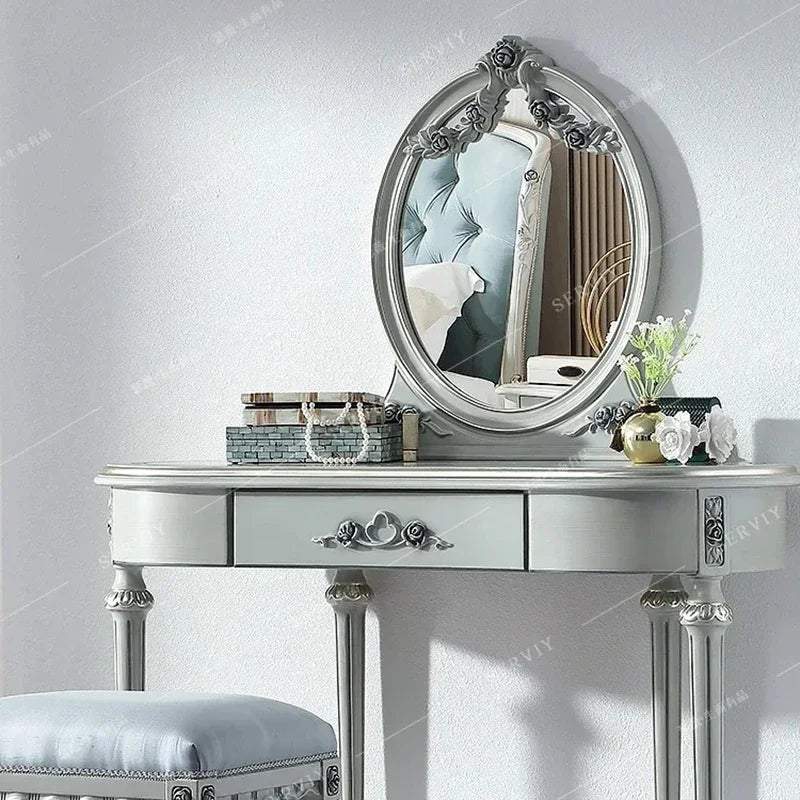 Salon Mirror Vanity Table Minimalist Aesthetic Beauty Bedroom Dresser Organizer Space Saving Nordic Vestidores Trendy Furniture