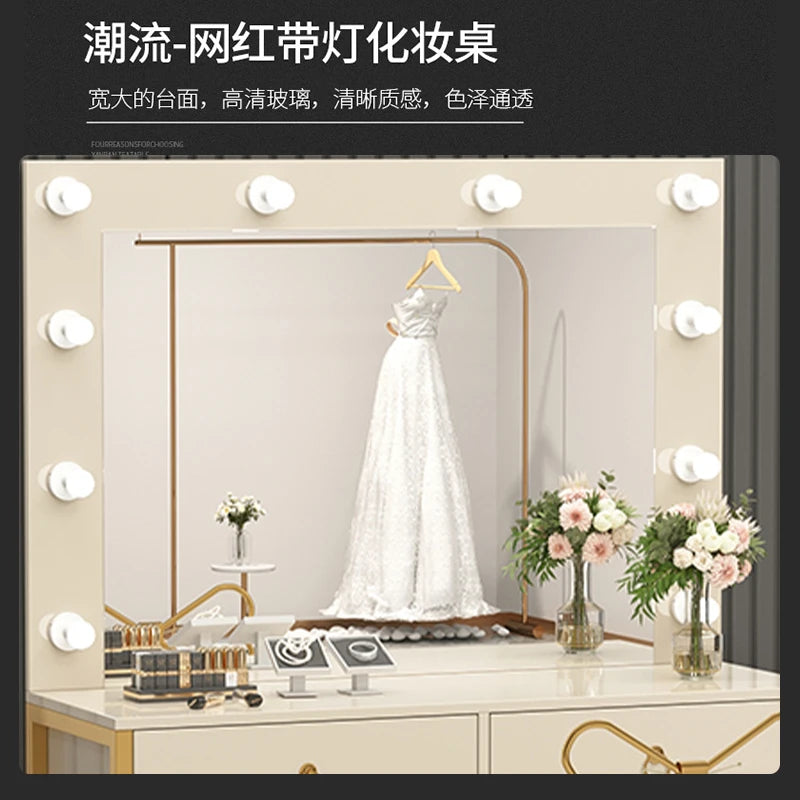 Photo studio dresser with lamp mirror integrated training school makeup table, hairdresser, beauty salon, wedding dress shop,