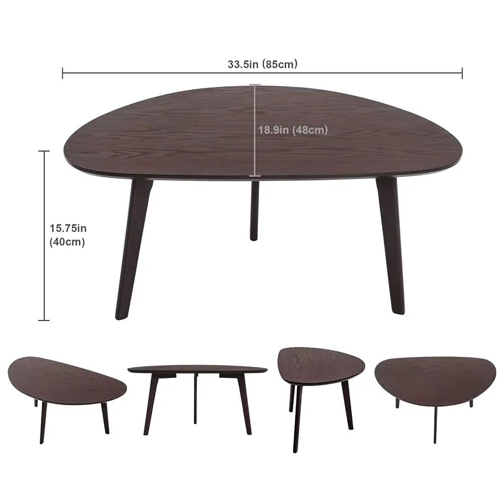 Small Oval Coffee Table For Living Room,Mango Tabletop Mid Modern Coffee Table,Espresso,18.9"" D X 33.47"" W X 15.75""