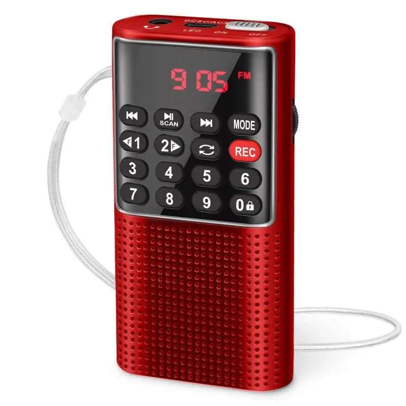 Hot Portable FM Mini Radio Built-in Speaker Recorder Rechargeable Battery Long Standby Strong Signal Handheld MP3 Walkman Radios