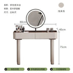 ls 42Italian minimalist solid wood saddle leather retractable dresser makeup table
