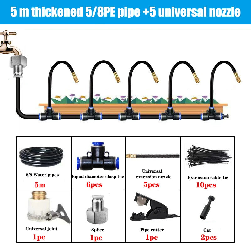 DIY 5-30M Free Bending Universal Spray Kit for Backyard Cooling Humidification Sprayer Garden Flowers Plant Watering Irrigation