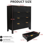 Fluted 4 Drawers Dresser Modern Chest of Drawers Wood Drawer Organizer with Waveform Fluted Panel for Bedroom Living Room
