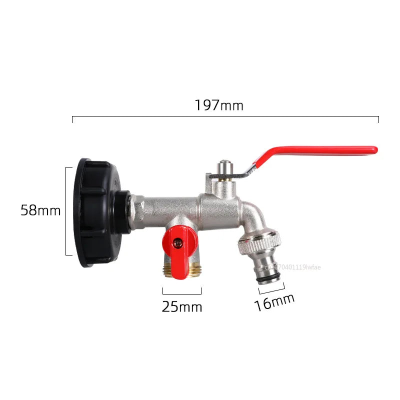 S60 Coarse Thread IBC Tank Tap Connecter x 16mm 1/2'' 3/4'' Water Coupling Adapter Garden Home Replacement Valve Fitting Faucet