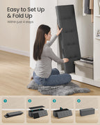SONGMICS MAZIE Collection - 43 Inches Folding Storage Ottoman Bench, Ottoman Foot Rest, End of Bed Bench, Storage Chest