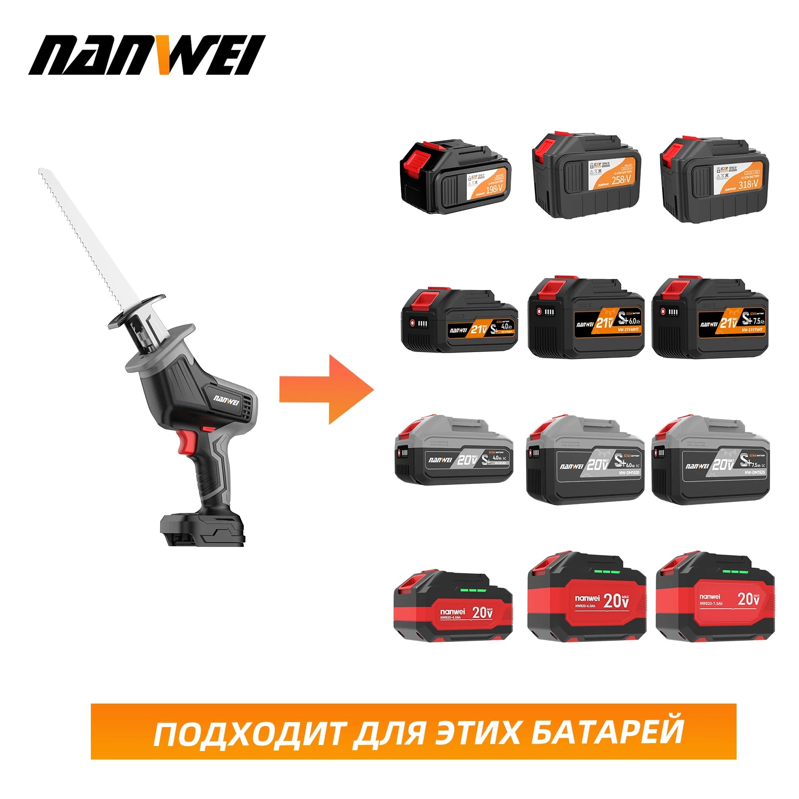 NANWEI Brushless Reciprocating Saw Power Tool Reciprocating Saw Metal Cutting Wood Cutting Tool Electric Drill Accessory