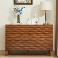 Solid Wood Face 6 Drawer Dresser,Mid Century Modern Dresser with Chest,Flutted Chest of Drawers with Moire Patten for Bedroom,