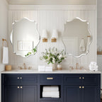 Wisfor Wall Mirror Scalloped Frameless Beveled Edge Polished for Bathroom, Living Room, Vanity, Bedroom, Slive Mirror