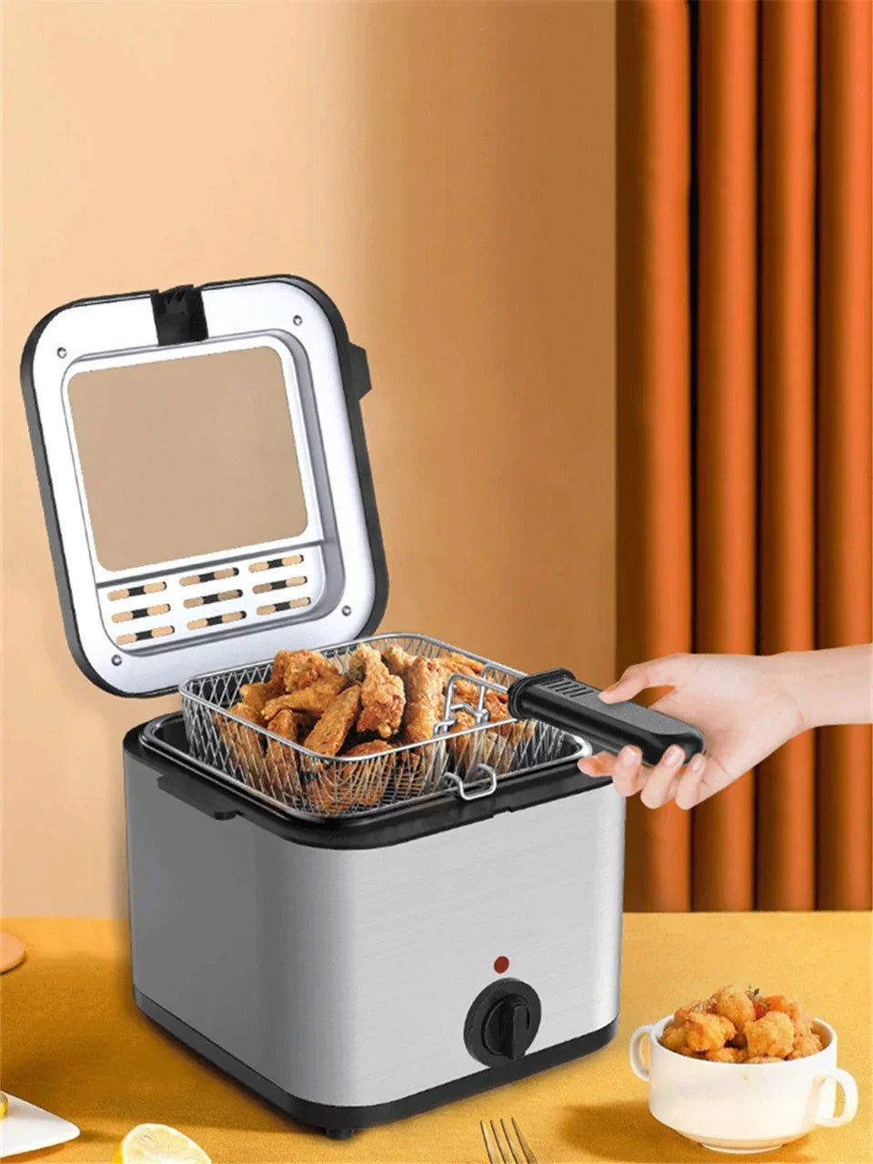 Electric Fryer 1PC 2.5L Large Capacity Home Fillet French Fries Fryer All-in-One Deep Fryer Kitchen Appliances With Basket