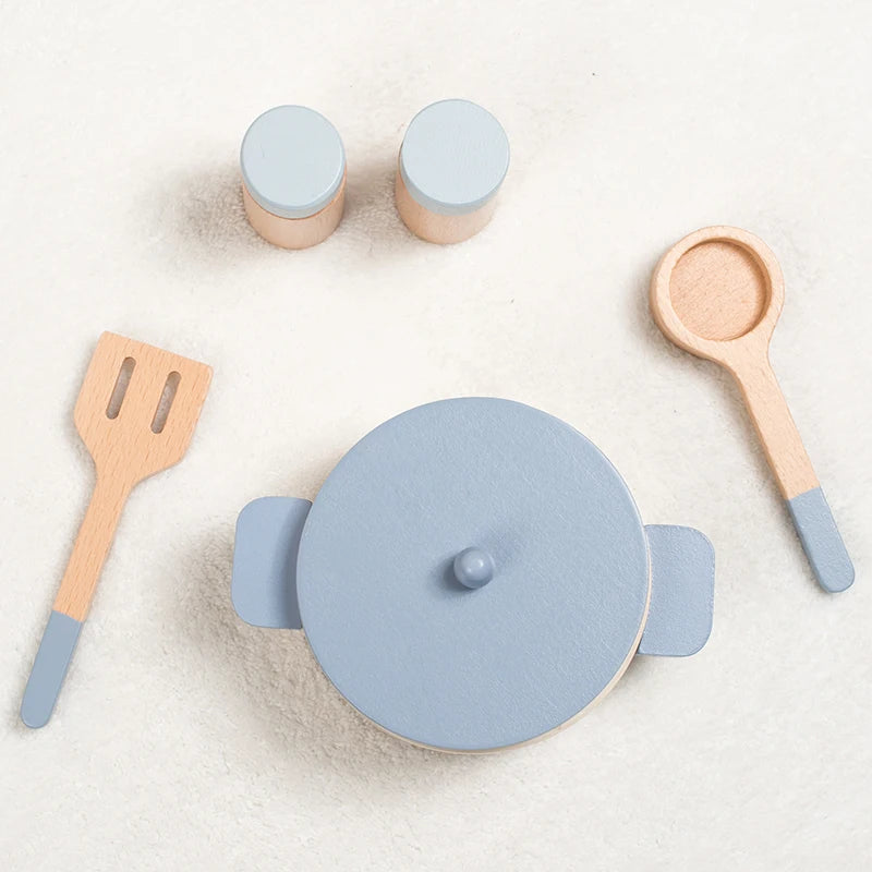 children's Wooden  simulation kitchen toys, early education educational toys, simulation pots and pans, food, role-play chef