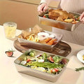 3PCS Stainless Steel Food Containers, Kitchen Accessories with Lids, Leak-Proof, Stackable, Fits Knives, For Kitchen & Camping