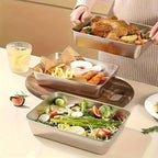 3PCS Stainless Steel Food Containers, Kitchen Accessories with Lids, Leak-Proof, Stackable, Fits Knives, For Kitchen & Camping