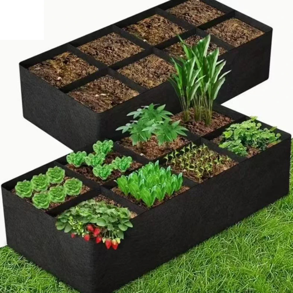 Garden Planting Bag Multi-gird Felt Growing Bag Rectangle Planting Nursery Pot Vegetable Tomato Potato Planting Container Plant