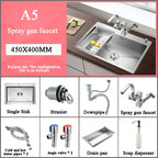 Stainless Steel Kitchen Sink Farm House Above Counter Undermounter Single Bowel Wash Basin with Faucet Drain Kitchen Accessories