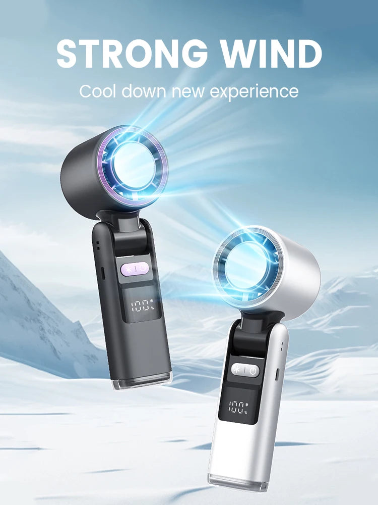 4000mAh Portable mini Fan 100 Wind Speeds Instant Cooling with Ice Mode Handheld fan USB Rechargeable electric fans Camping Fan