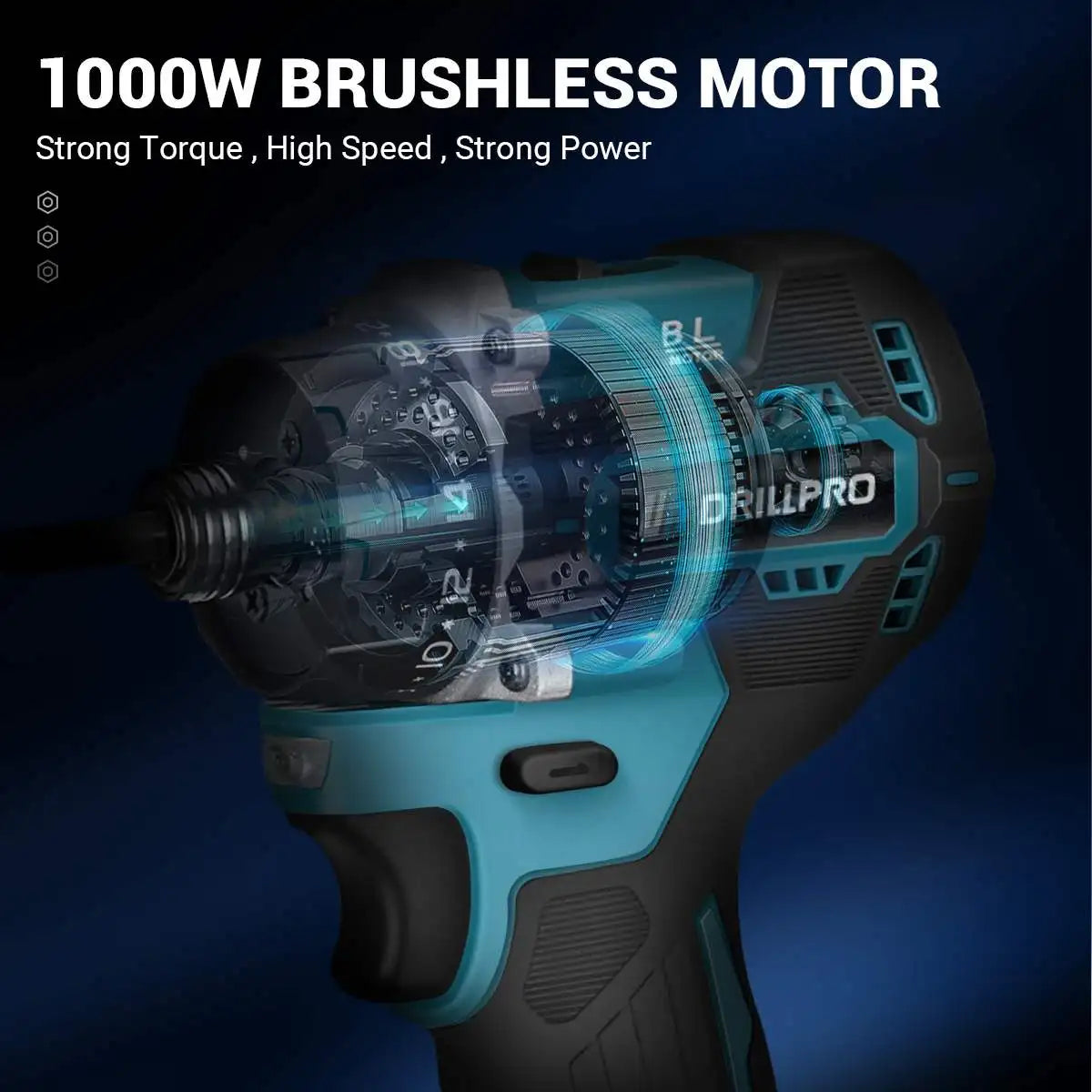 20+1 Torque 1/4inch Brushless Electric Screwdriver 280N.m Cordless Electric Drill Power Tool For Makita 18V Battery by Drillpro
