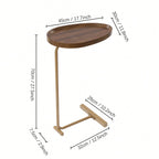 C Shaped End Table Side Table Small Gold Sofa Table Couch Snack Table Unique Almond Tabletop Home Decor 18x12inch